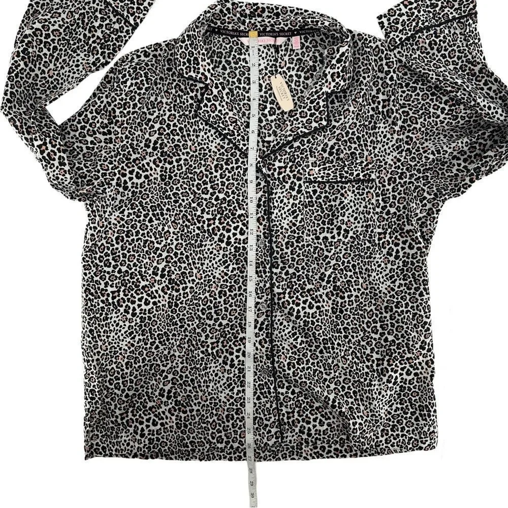 Victoria's Secret Leopard Cheetah Print Button Down Pajama Top NWT Size Medium
